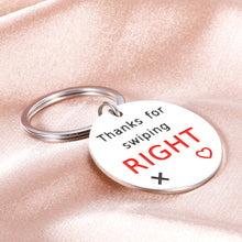 Load image into Gallery viewer, Funny Gag Gifts for Couple Boyfriend Girlfriend Valentine Anniversary Birthday Gifts for Men Women Husband Wife Swiping Right Online Dating Keychain for Him Her Fiance Wedding Engagement Present