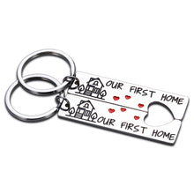 Load image into Gallery viewer, Housewarming Gifts Our First Home Keychain for New Homeowners Women Men New Home New House Keyring for Couples Her Him Moving in Keychain Realtor Closing Gifts House Warming Present for Family Friends