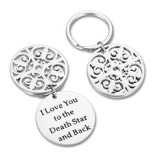 Load image into Gallery viewer, Boyfriend Girlfriend Birthday Gift Star Wars Keychain Merchandise for Him Her Funny Couple Keychain for Wife Husband Wedding Women Men Boys Girls I Love You to The Death Star & Back Valentine Day