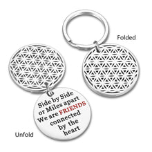 Load image into Gallery viewer, Friendship Gifts Keychain for Women Men - Side by Side or Miles Apart Friends are Always Close at Heart Best Friend Birthday Gifts for BFF Wedding Jewelry