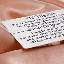 Load image into Gallery viewer, Gifts for Son from Mom to My Son Birthday Christmas Gifts Wallet Card for Him Son I Love You Engraved Inserts Card Valentines Graduation Anniversary Inspirational Back to School Gifts for Kids Boys