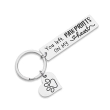 Load image into Gallery viewer, Personalized Memorial Gift Jewelry Keychain Loss of Pet -Custom Made Memorial Charm Dog Cat DIY Crafts-Family Friend Pet Loss Sympathy Memorial Gift Paw Print- You Left Paw Prints On My Hearts