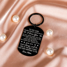 Load image into Gallery viewer, Christmas Gifts for Son Boy from Mom Inspirational Graduation Gifts for Him Teen Boys I Love You Son Keychain for Men Son in Law Stepson Valentines 16th 18th Birthday Coming of Age Back to School Gift