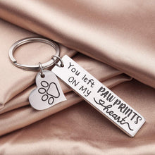 Load image into Gallery viewer, Personalized Memorial Gift Jewelry Keychain Loss of Pet -Custom Made Memorial Charm Dog Cat DIY Crafts-Family Friend Pet Loss Sympathy Memorial Gift Paw Print- You Left Paw Prints On My Hearts