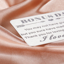 Load image into Gallery viewer, Dad Christmas Gifts from Daughter Bonus Dad Stepdad Wallet Card Insert Fathers Day Giftss from Son Kids Father Appreciation Gifts for Father in Law Daddy Husband Birthday Valentines for Men Dad Papa