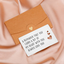 Load image into Gallery viewer, Valentine Gifts for Him Her Boyfriend Anniversary Wallet Card Insert for Husband Groom Fiance Wedding Engagement Engraved I Love You Gifts for Birthday Graduation Christmas Wife Girlfriend Love Note