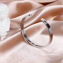 Load image into Gallery viewer, Birthday Graduation Gift for Her Inspirational Cuff Bangle for Women Sister Girls Her Wife A Wise Woman Once Said and She Lived Happily Ever After Daughter Mom Granddaughter Mantra Jewelry