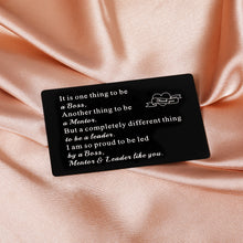 Load image into Gallery viewer, Boss Christmas Gifts Thank You Boss Metal Wallet Insert Card for Men Women Mentor Leader Boss Lady Male Bosses Day Gifts Coworker Leaving for Supervisor Manager Colleague Retirement Birthday Gift
