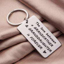 Load image into Gallery viewer, Grandpa Granddaughter Gifts Key Chain Love Quotes from Grandkids- Inspirational Funny Gift for Grandfather Papa Men - Christmas Gift Birthday Fathers Day -Hand Stamped Key Ring