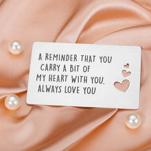 Load image into Gallery viewer, Valentine Gifts for Him Her Boyfriend Anniversary Wallet Card Insert for Husband Groom Fiance Wedding Engagement Engraved I Love You Gifts for Birthday Graduation Christmas Wife Girlfriend Love Note
