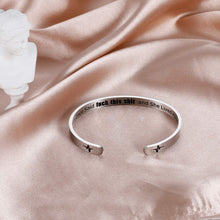 Load image into Gallery viewer, Birthday Graduation Gift for Her Inspirational Cuff Bangle for Women Sister Girls Her Wife A Wise Woman Once Said and She Lived Happily Ever After Daughter Mom Granddaughter Mantra Jewelry