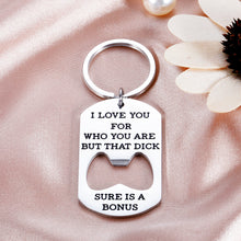 Load image into Gallery viewer, Funny Keychain for Boyfriend Valentines Day Anniversary Gifts for Husband From Girlfriend Wife Her Wedding Birthday Christmas Gag Gifts for Men Hubby Couples Naughty Gifts for Him Fiance Groom
