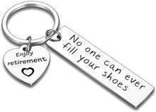 Load image into Gallery viewer, Tritiara Retirement Gifts for Boss Coworkers Men Women Nurse Keychain -Thank You Appreciation Funny Gift Mens Keyring Supervisor Boss Colleagues Birthday Wedding- No One Can Ever Fill Your Shoes