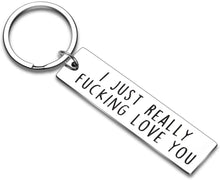 Load image into Gallery viewer, Tritiara Couple Key Chain Gifts for Him Her-Husband for Girlfriend Boyfriend Wife Keychain Gifts for Anniversary Birthday Wedding Gifts from Wifey Hubby Valentine Day Gifts-I Just Really Love You
