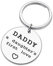 Load image into Gallery viewer, Tritiara Dad Gift from Daughter Inspirational Key Chain for Stepdad Papa- Daddy A Daughter’s First Love Fathers Day Keyring Birthday Wedding Chrismas