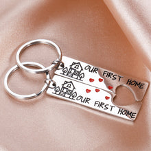 Load image into Gallery viewer, Housewarming Gifts Our First Home Keychain for New Homeowners Women Men New Home New House Keyring for Couples Her Him Moving in Keychain Realtor Closing Gifts House Warming Present for Family Friends