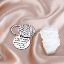 Load image into Gallery viewer, Friendship Gifts Keychain for Women Men - Side by Side or Miles Apart Friends are Always Close at Heart Best Friend Birthday Gifts for BFF Wedding Jewelry