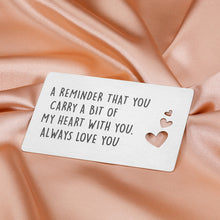 Load image into Gallery viewer, Valentine Gifts for Him Her Boyfriend Anniversary Wallet Card Insert for Husband Groom Fiance Wedding Engagement Engraved I Love You Gifts for Birthday Graduation Christmas Wife Girlfriend Love Note