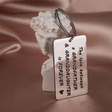 Load image into Gallery viewer, Grandpa Granddaughter Gifts Key Chain Love Quotes from Grandkids- Inspirational Funny Gift for Grandfather Papa Men - Christmas Gift Birthday Fathers Day -Hand Stamped Key Ring