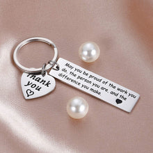 Load image into Gallery viewer, Appreciation Gift Coworkers Keychain Thank You Make a Difference Gift for Volunteer Coach Appreciation Mentor,Employee Gift Social Worker Jewelry, The Difference You Make