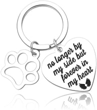 Load image into Gallery viewer, Tritiara Pet Memorial Gift Keychain for Dogs Cats Personalized -Loss of Pet Sympathy DIY Crafts Keepsake -No Longer by My Side Forever in My Heart Cat Remembrance Jewelry Keyrings