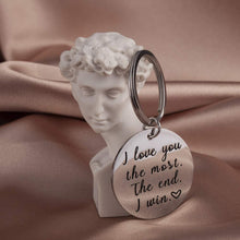 Load image into Gallery viewer, Tritiara Couple Key Chain Gifts for Him Her-Husband for Girlfriend Boyfriend Wife Keychain Gifts for Anniversary Birthday Wedding Gifts from Wifey Hubby Valentine Day Gifts-I Love You Most The End I Win