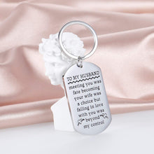 Load image into Gallery viewer, Tritiara Husband Gifts Key Chain from Wife Anniversary Wedding Birthday Keychain Meeting You was Fate Becoming Your Wife was A Choice Couple Jewelry Valentines Christmas Gift for Lover Him