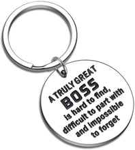 Load image into Gallery viewer, Tritiara Boss Birthday Gift Keychain for Supervisor Leader Thank You Gifts Mentor Retirement Leaving from Coworker Colleague Appreciation Farewell a Truly Great Boss is Hard to Find Christmas Key Ring
