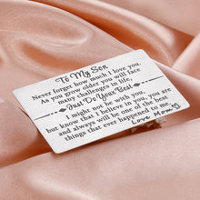 Load image into Gallery viewer, Gifts for Son from Mom to My Son Birthday Christmas Gifts Wallet Card for Him Son I Love You Engraved Inserts Card Valentines Graduation Anniversary Inspirational Back to School Gifts for Kids Boys