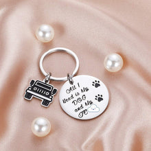 Load image into Gallery viewer, Funny Gift Keychain for Dog Lover Women Men Dog Jp Mom Dad Life Keychain All I Need is My Dog and My Jp Dog Jp Wave Paw Print Keyring
