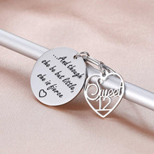 Load image into Gallery viewer, 12th Birthday Gift Keychain Idea for Teenage Teen Girls 12th Granddaughter Daughter Gift Though She be but Little, She is Fierce
