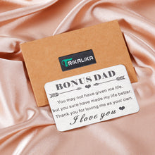 Load image into Gallery viewer, Dad Christmas Gifts from Daughter Bonus Dad Stepdad Wallet Card Insert Fathers Day Giftss from Son Kids Father Appreciation Gifts for Father in Law Daddy Husband Birthday Valentines for Men Dad Papa