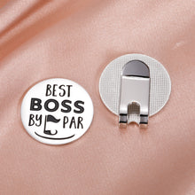 Load image into Gallery viewer, Golf Ball Marker Gifts for Boss Manager Coworker Leaving Gifts for Leader Supervisor Best Boss by Par Magnetic Hat Clip for Mentor Boss Lady Funny Bosses Day Farewell Promotion Retirement Golf Gifts