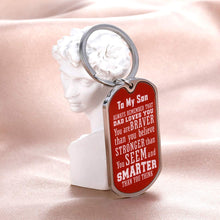 Load image into Gallery viewer, Son Valentines Day Gifts From Mom Dad 2021 Inspirational Graduation Keychain Gift to My Son From Daddy Valentines Day Gifts for Kids Birthday Christmas Key Rings for Him Boys Back to School Presents