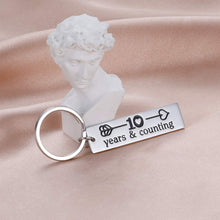 Load image into Gallery viewer, Tritiara 10 Years Anniversary Gift for Him Her Couples Keychains Wedding Jewelry for Boyfriend Girlfriend Husband Wife 10th Chrismas Bithday Stainless Steel