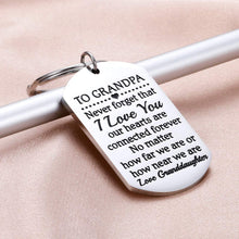 Load image into Gallery viewer, Tritiara to My Grandpa Grandfather Keychain Gift from Granddaughter Grandson Grandchild Birthday Wedding Father Groom for Father's Day Keyring