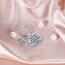Load image into Gallery viewer, Mom Dad Memorial Keychain Gift- Loss of Father Mother Jewelry-Those We Love Don't Go Away They Walk Beside Us Everyday Sympathy Angel Keyring Remembrance Gandpa Loved One