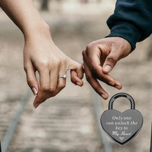 Load image into Gallery viewer, Love Lock Gifts for Him Boyfriend Engraved Heart Padlock with Key for Valentines Anniversary Heart Shaped Lock Keepsake for Husband Fiance from Her Wife Girlfriend Couple Birthday Engagement Wedding