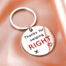 Load image into Gallery viewer, Funny Gag Gifts for Couple Boyfriend Girlfriend Valentine Anniversary Birthday Gifts for Men Women Husband Wife Swiping Right Online Dating Keychain for Him Her Fiance Wedding Engagement Present