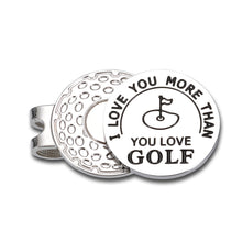 Load image into Gallery viewer, Golf Ball Marker Romantic Gifts for Husband Boyfriend Golf Accessories for Men Golfer Anniversary Fathers Day Golf Gifts for Dad Him Hubby Birthday Christmas Valentines Golf Lovers Magnetic Hat Clip