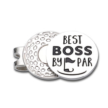 Load image into Gallery viewer, Golf Ball Marker Gifts for Boss Manager Coworker Leaving Gifts for Leader Supervisor Best Boss by Par Magnetic Hat Clip for Mentor Boss Lady Funny Bosses Day Farewell Promotion Retirement Golf Gifts