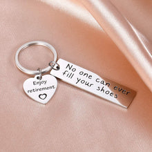 Load image into Gallery viewer, Tritiara Retirement Gifts for Boss Coworkers Men Women Nurse Keychain -Thank You Appreciation Funny Gift Mens Keyring Supervisor Boss Colleagues Birthday Wedding- No One Can Ever Fill Your Shoes