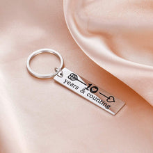 Load image into Gallery viewer, Tritiara 10 Years Anniversary Gift for Him Her Couples Keychains Wedding Jewelry for Boyfriend Girlfriend Husband Wife 10th Chrismas Bithday Stainless Steel