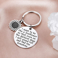 Load image into Gallery viewer, Tritiara Inspirational Sunflower Gift For Women Keychain forTeen Girls DaughterHer Family Best Friend I Want to be Like a Sunflower Spiritual Keyring Graduation Wedding