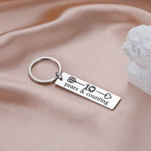 Load image into Gallery viewer, Tritiara 10 Years Anniversary Gift for Him Her Couples Keychains Wedding Jewelry for Boyfriend Girlfriend Husband Wife 10th Chrismas Bithday Stainless Steel