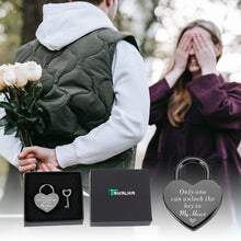 Load image into Gallery viewer, Love Lock Gifts for Him Boyfriend Engraved Heart Padlock with Key for Valentines Anniversary Heart Shaped Lock Keepsake for Husband Fiance from Her Wife Girlfriend Couple Birthday Engagement Wedding