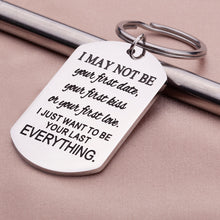 Load image into Gallery viewer, Boyfriend/Girlfriend Couples Keychain Gift -Love Keyring for Him Women Men Her Birthday Wedding engraving Keycharm Present-May Not Be Your First Date Your First Kiss