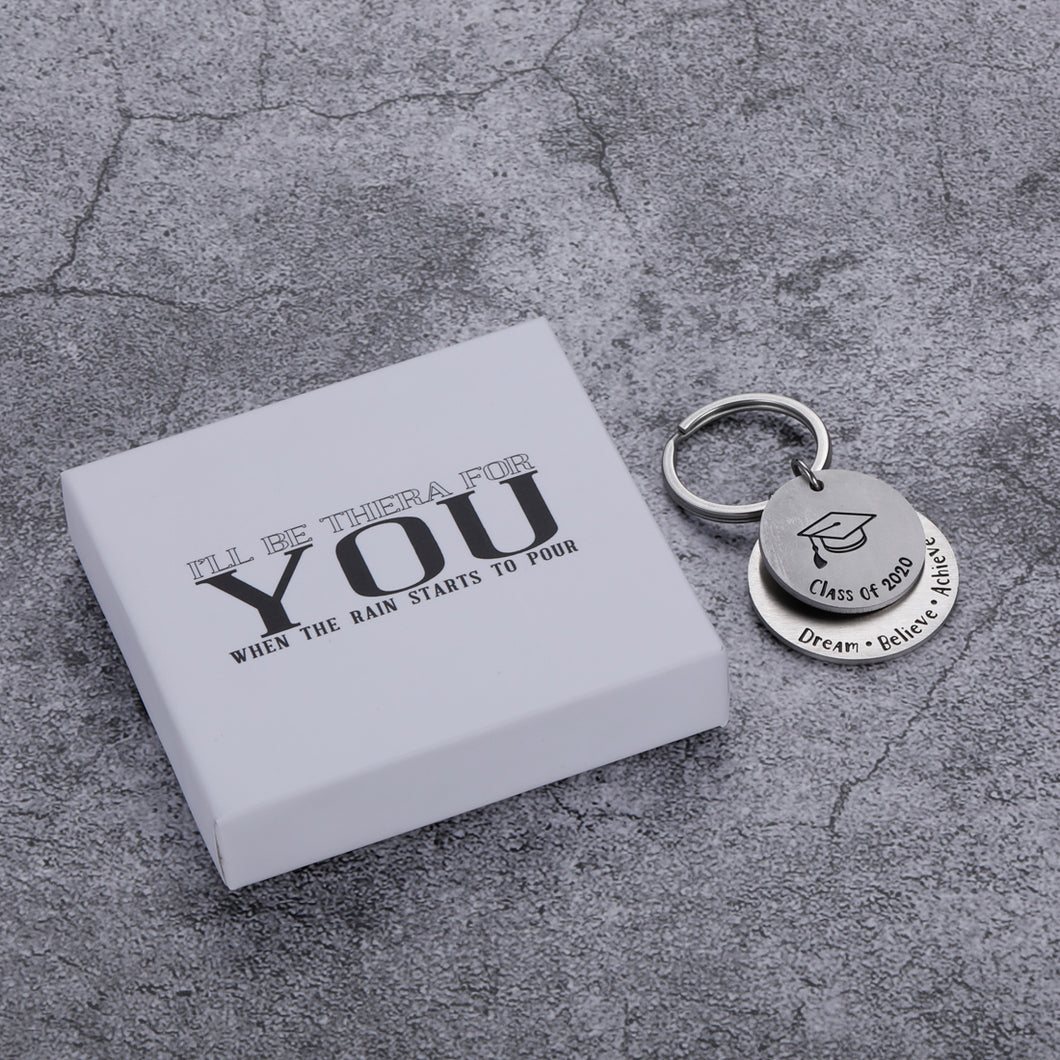 I'll Be There for You When The Rain Starts to Pour Graduation Gifts Keychain for Class 2020 Her Daughter Son riends