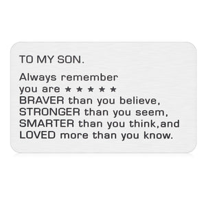 Inspirational Graduation Gifts for Son from Dad Mom Class 2021 Wallet Card Insert to My Son Always Remember You are Braver Than You Believe for Birthday Christmas Presents from Daddy Family Gifts