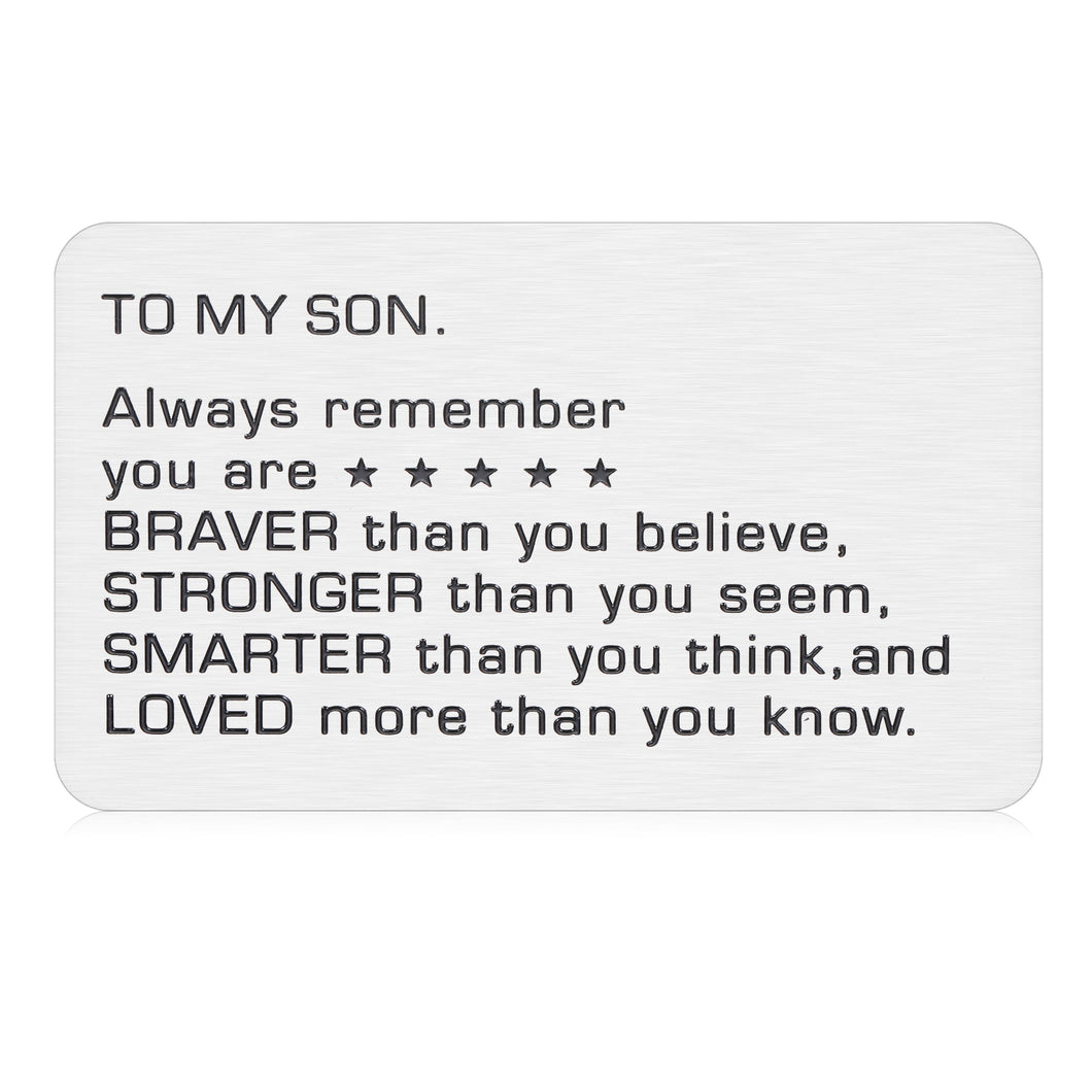 Inspirational Graduation Gifts for Son from Dad Mom Class 2021 Wallet Card Insert to My Son Always Remember You are Braver Than You Believe for Birthday Christmas Presents from Daddy Family Gifts